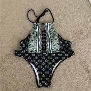 Black printed bikini set- medium